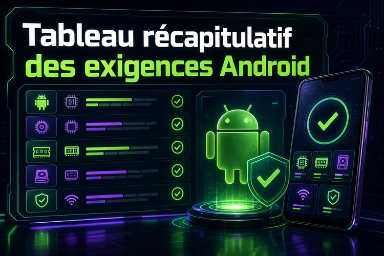 Tableau récapitulatif des exigences Android
